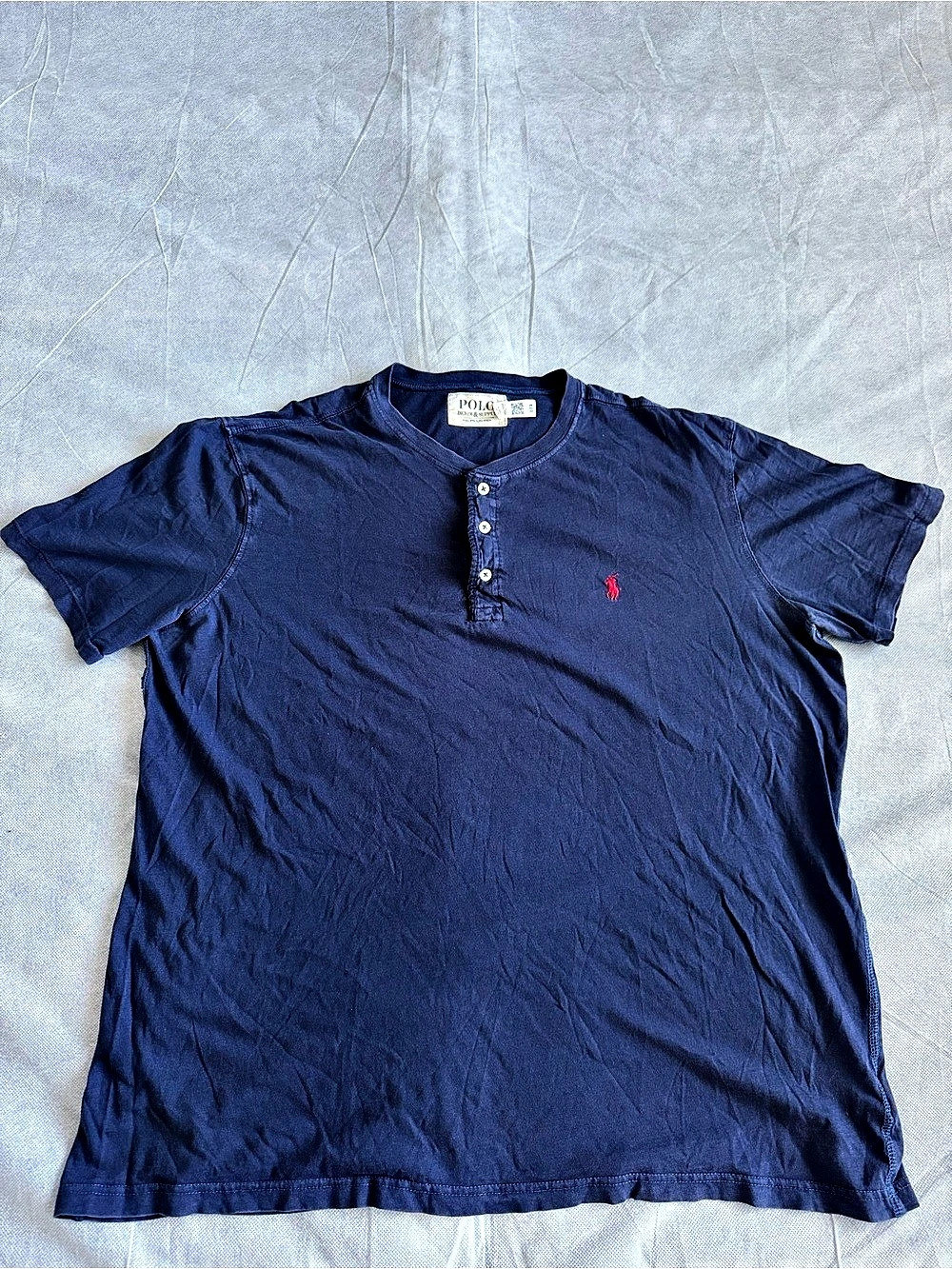 POLO RALPH LAUREN MEN’S SZ XL HENLEY 3 BUTTON T-SHIRT BLUE SOFT COTTON